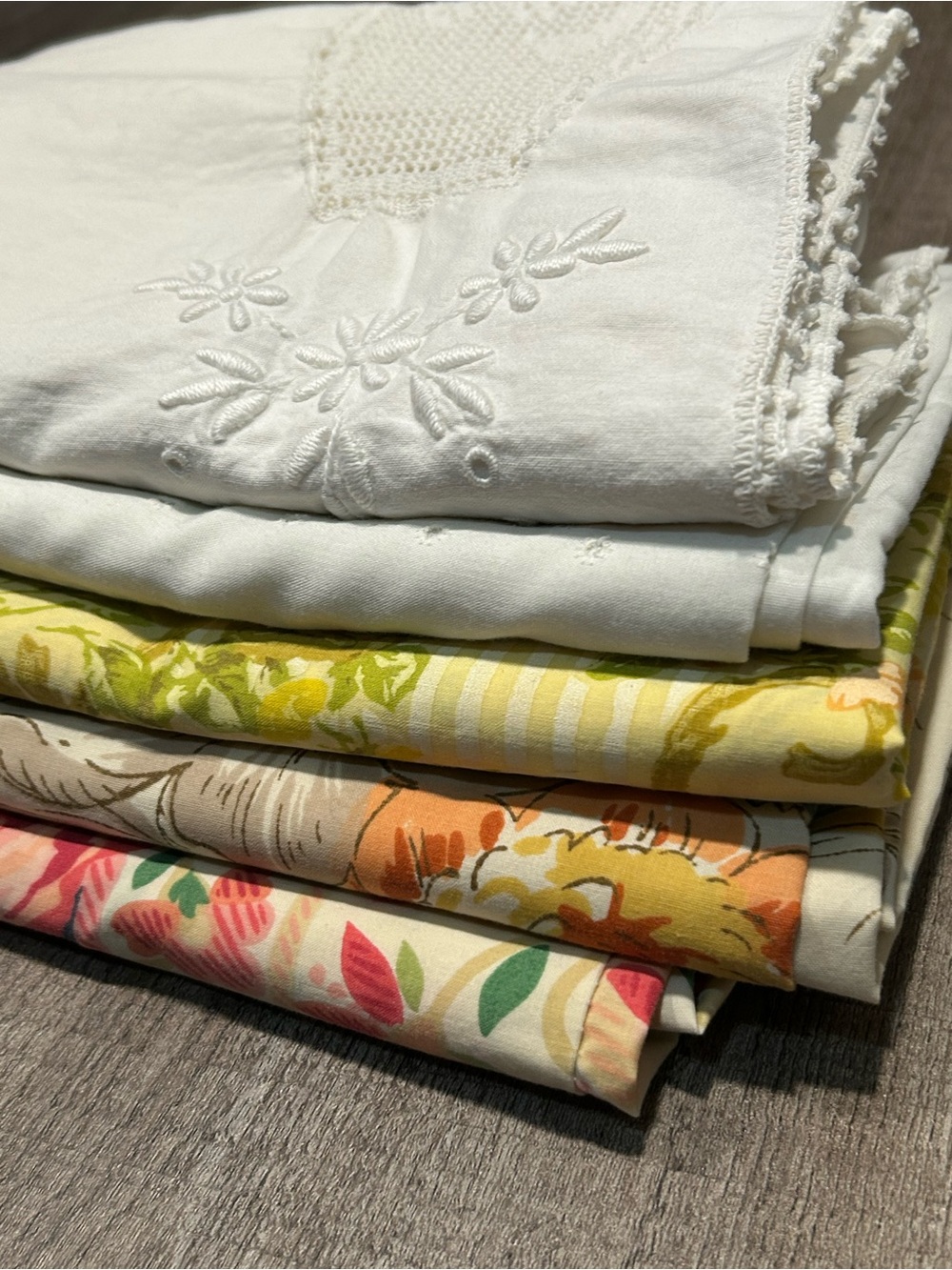 5 Assorted Floral pillowcases, vintage